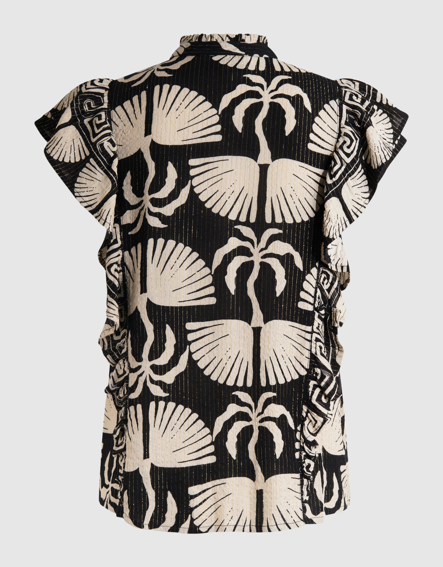 Shoeby palm print lurex ruffle top