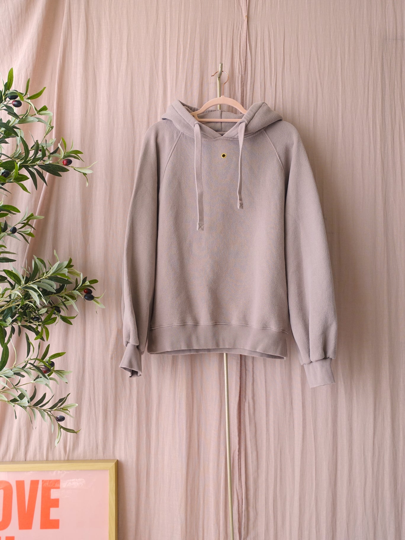 10DAYS oversized organic cotton eyelet hoodie mauve