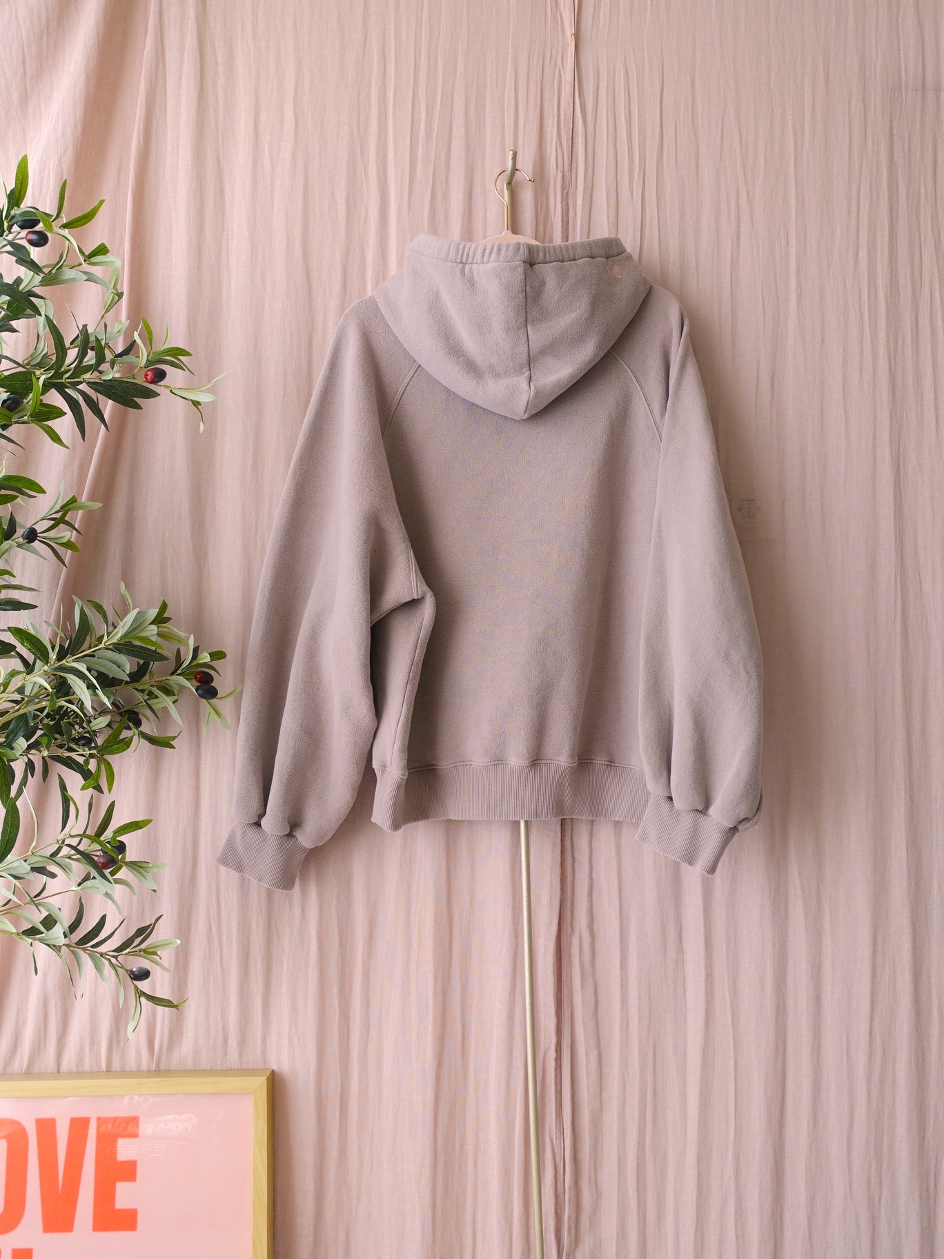 10DAYS oversized organic cotton eyelet hoodie mauve