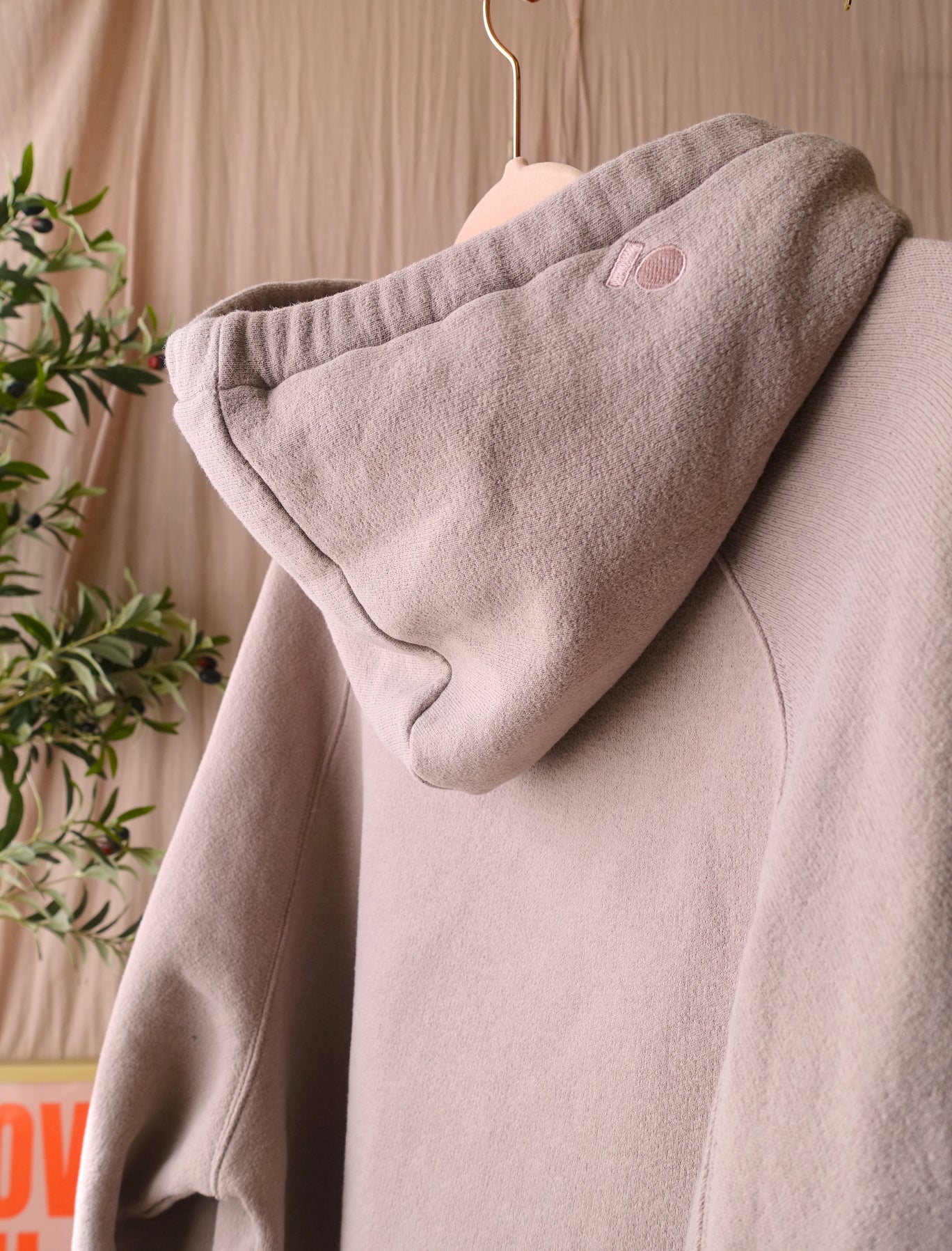 10DAYS oversized organic cotton eyelet hoodie mauve
