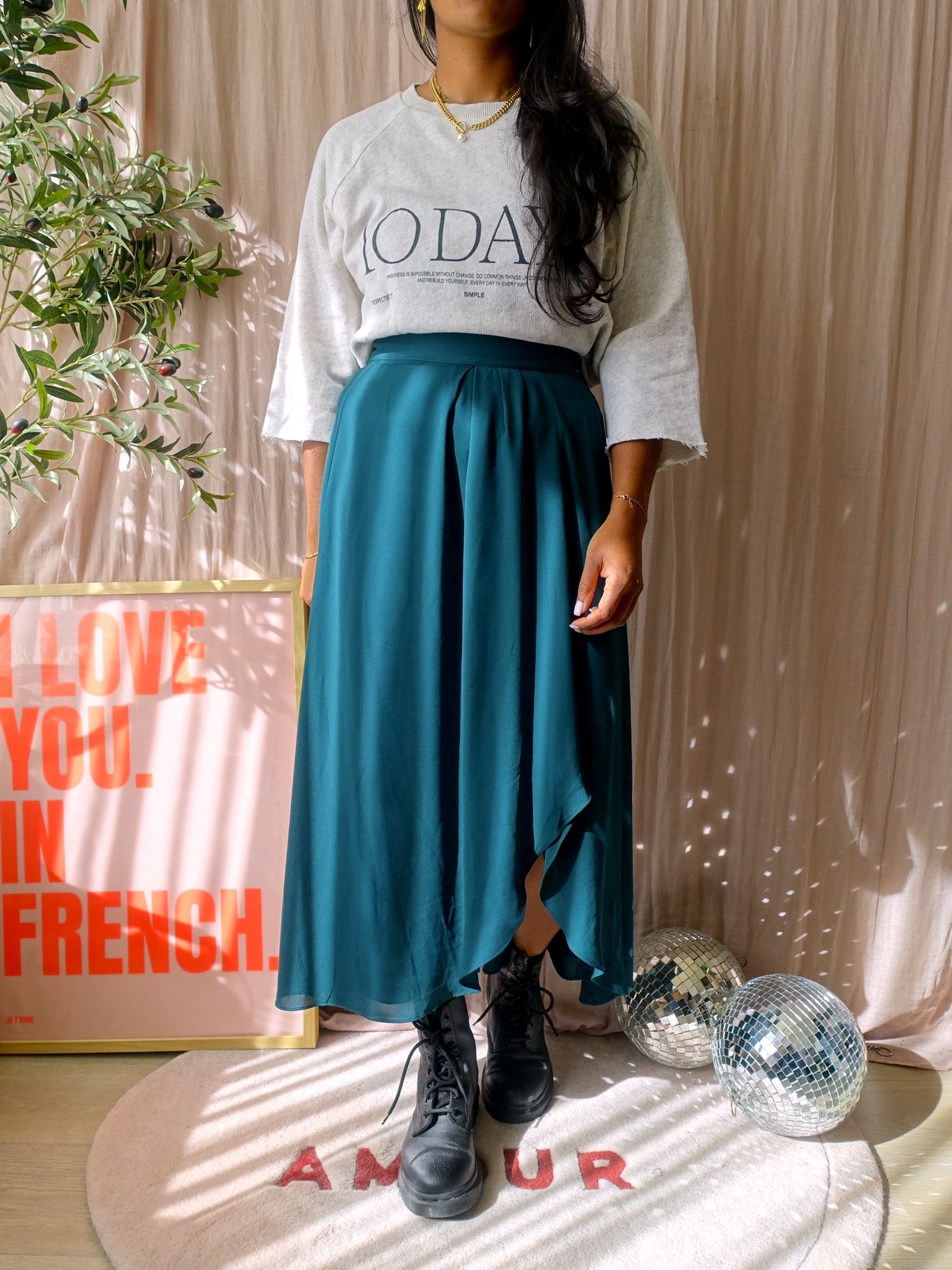 10DAYS oversized logo sweater light grey