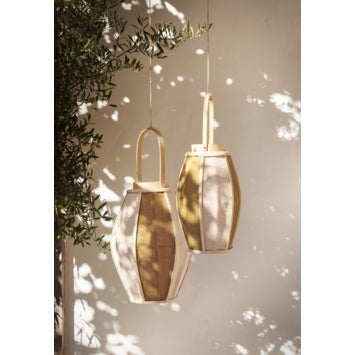 Jute lantaarns set/2 natural oak