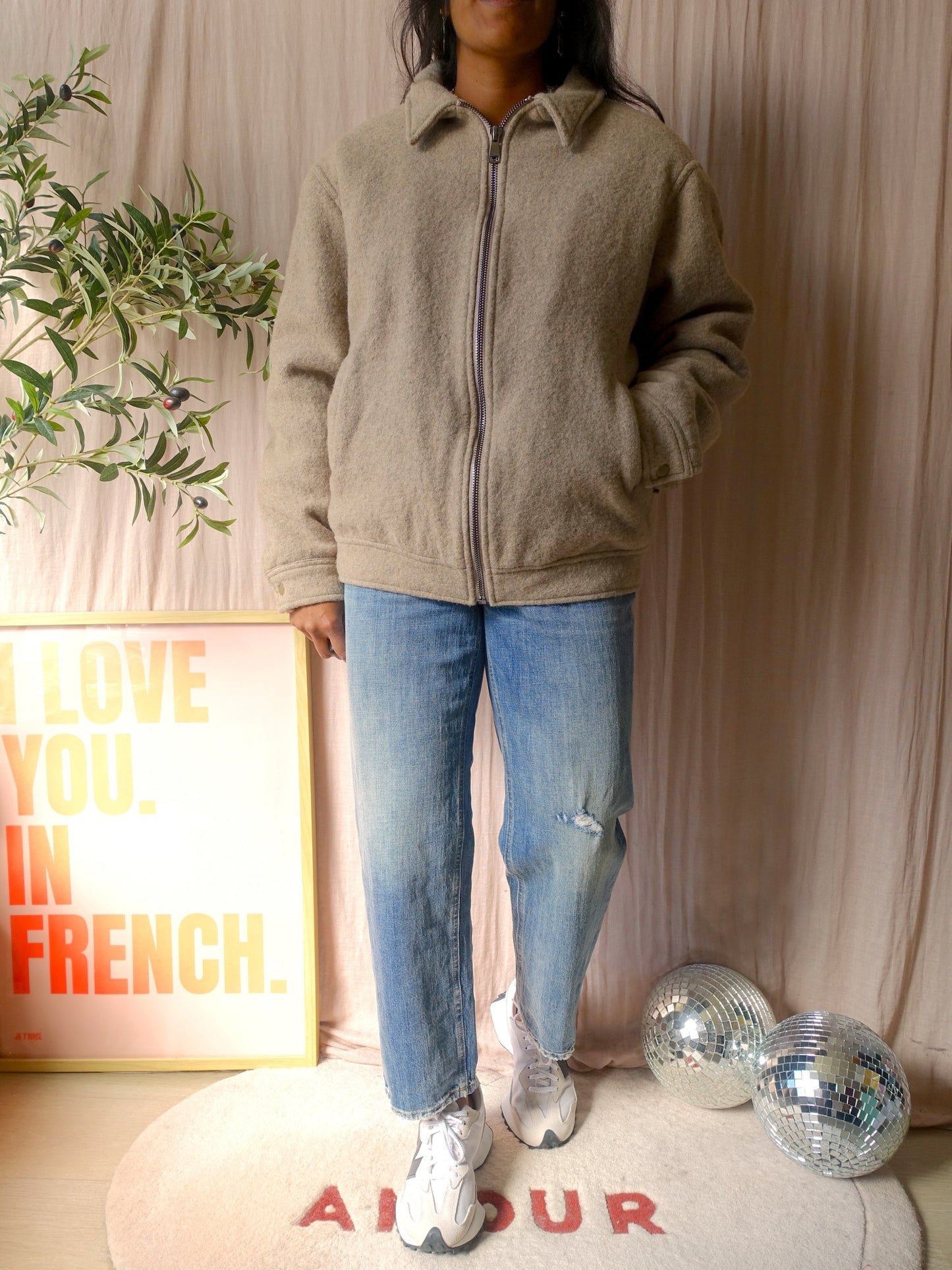 1608 WEAR wool bomber jacket oatmeal taupe