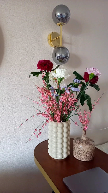 MADE art deco messing & rookglas wand / plafondlamp