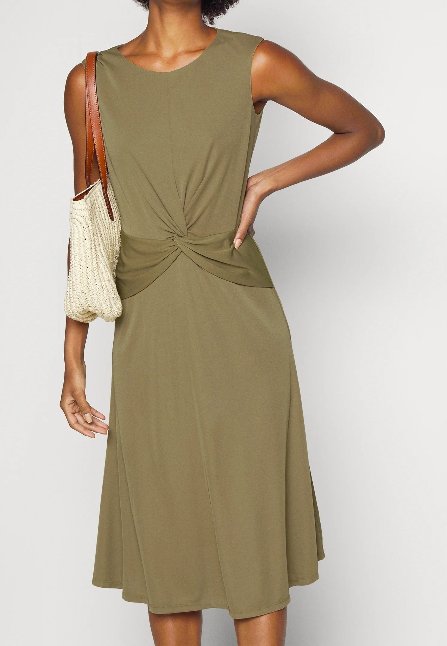 Lauren Ralph Lauren twist front jersey dress army
