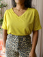 Anna van Toor v-neck lurex tee ochre