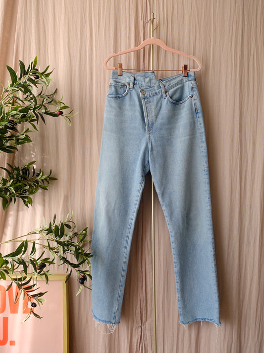 Agolde criss cross straight fit non stretch jeans