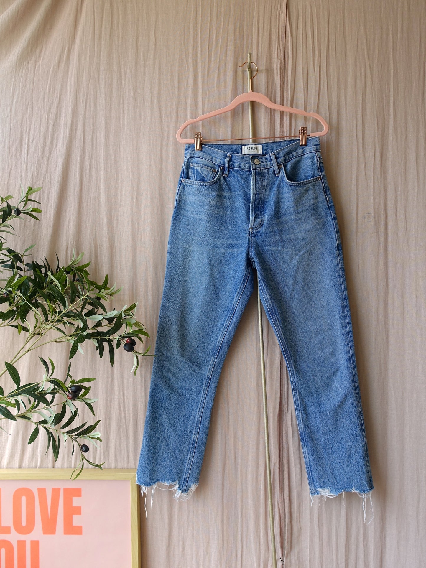 Agolde premium Riley high rise straight cropped jeans
