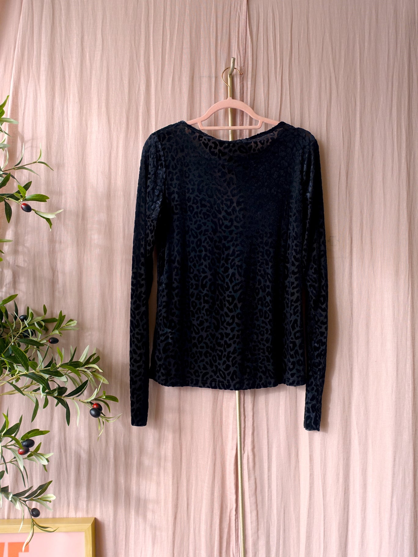 Aimee the Label jepp leopard mesh longsleeve zwart