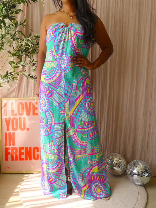 Alice & Trixie 100% silk strapless maxi jurk
