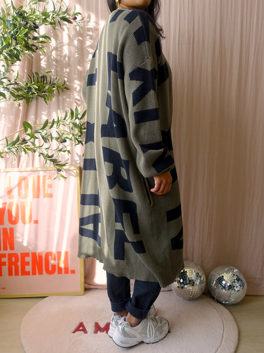 Alix the Label jacquard statement cardigan army green