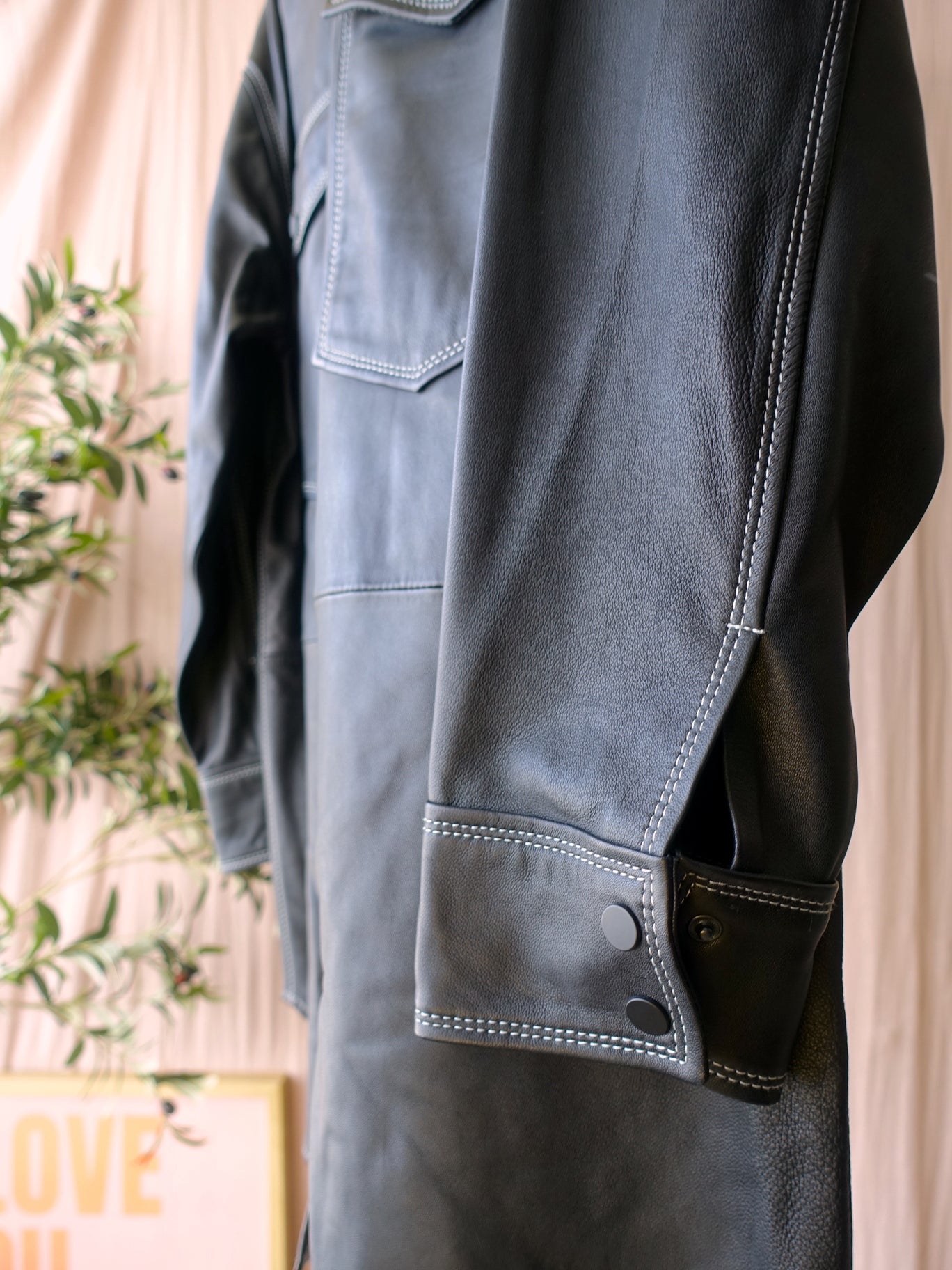 AllSaints the lily leather dress jet black