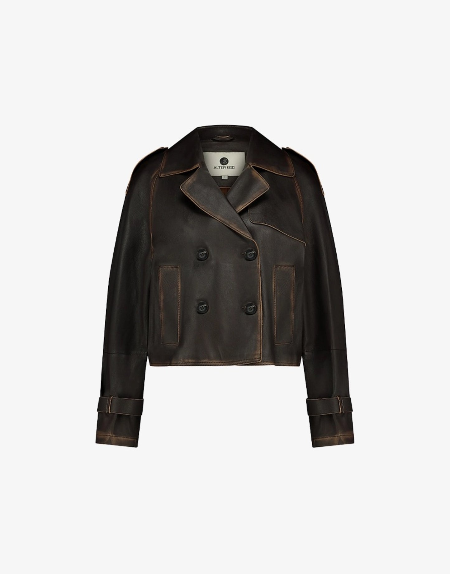 Alter Ego Florine leather jacket vintage dark chocolate brown