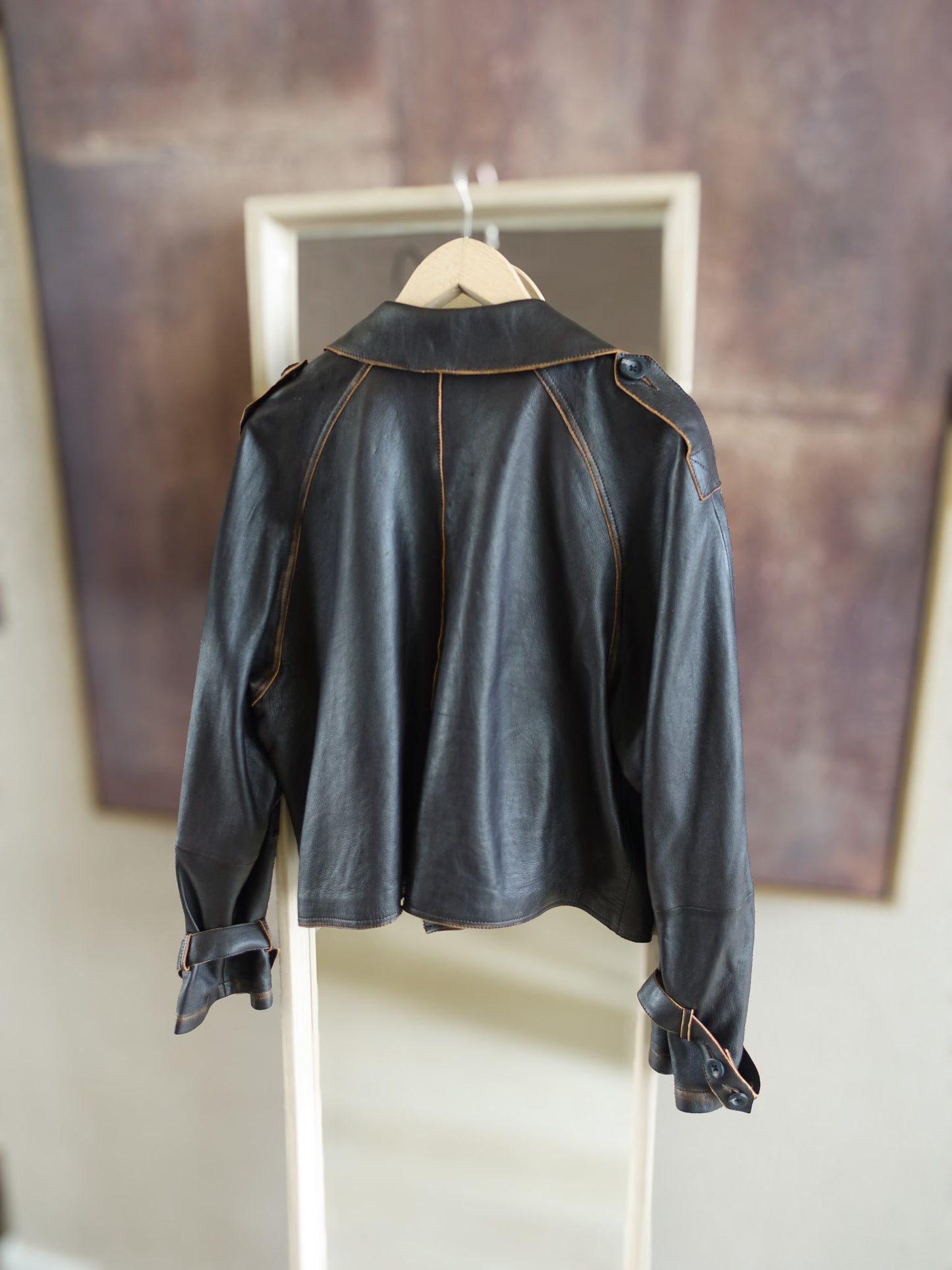Alter Ego Florine leather jacket vintage dark chocolate brown