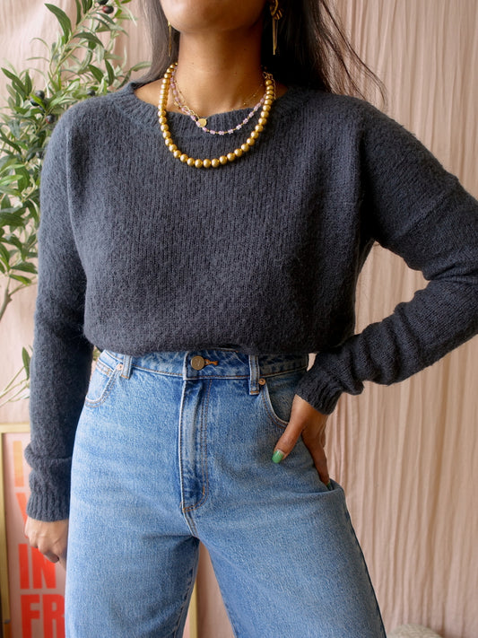 GRATIS BIJ BESTEDING V.A. €100 - Alysi Italian designer mohairmix knit navy