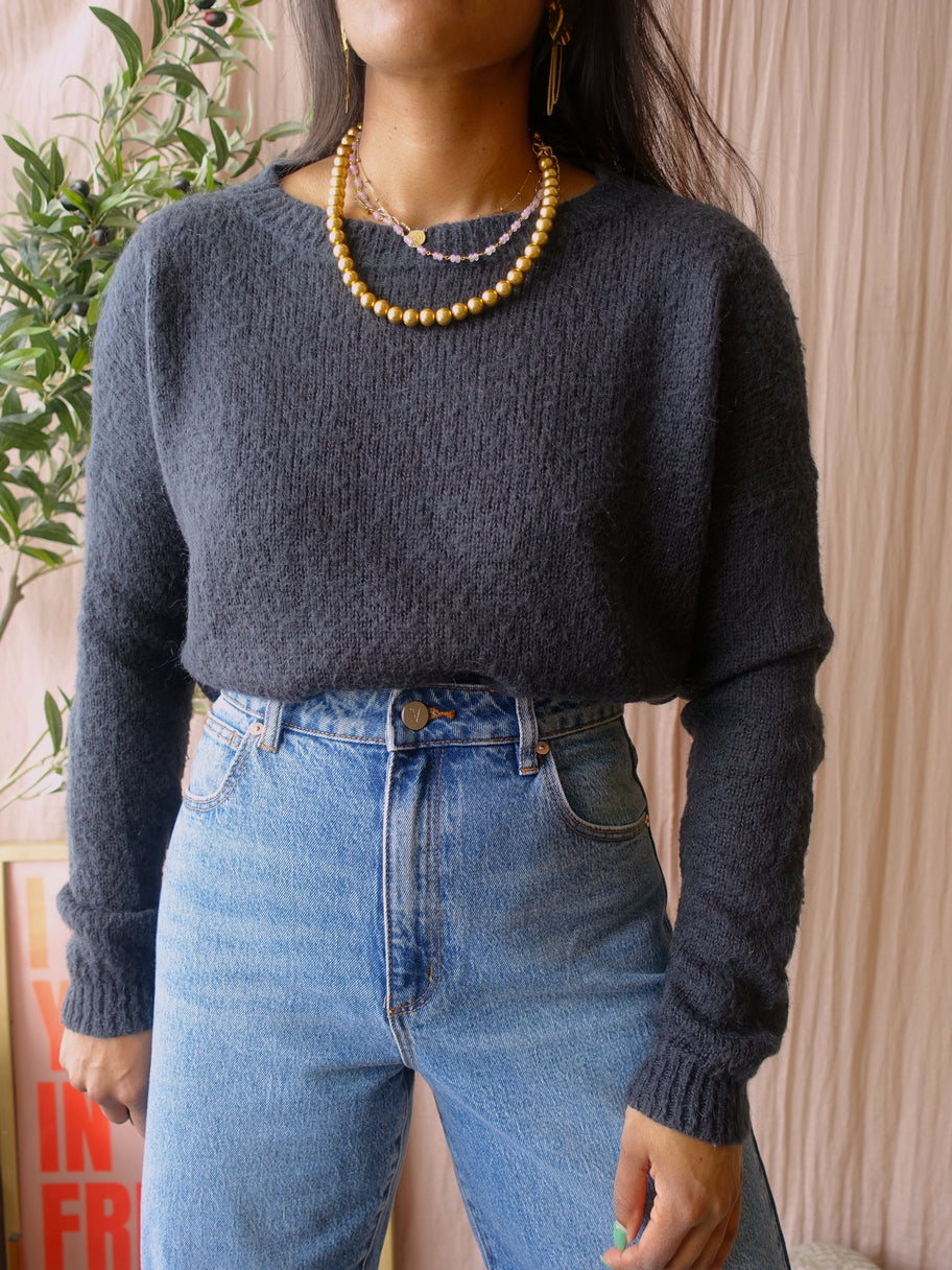 GRATIS BIJ BESTEDING V.A. €100 - Alysi Italian designer mohairmix knit navy
