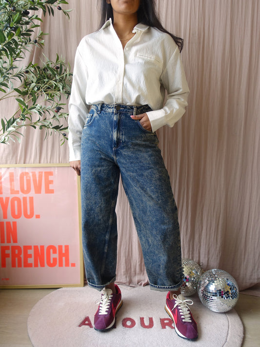 YAYA loose fit pinstripe shirt ecru