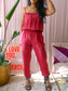 American Vintage cupro jumpsuit cherry