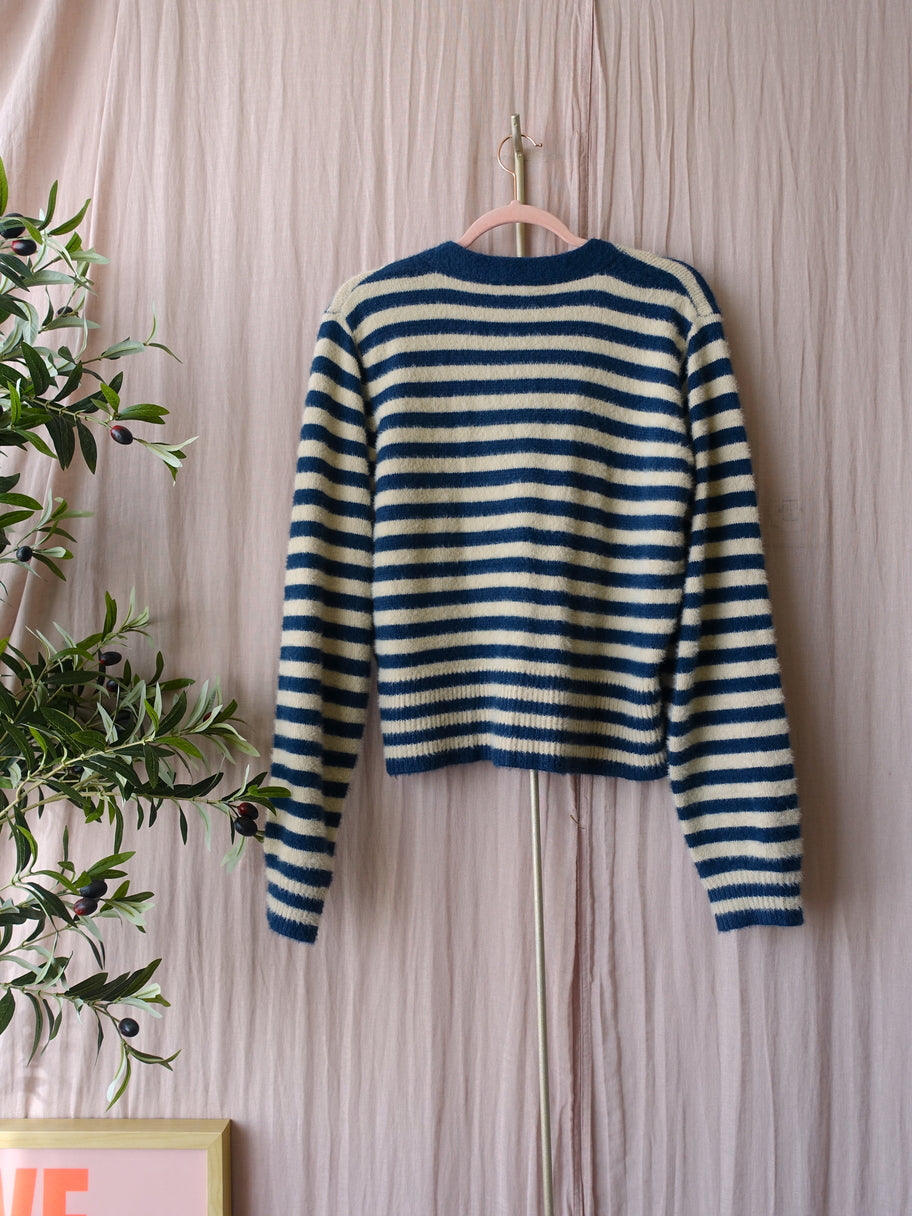 Andco Woman badu cardigan ecru / indigo blue