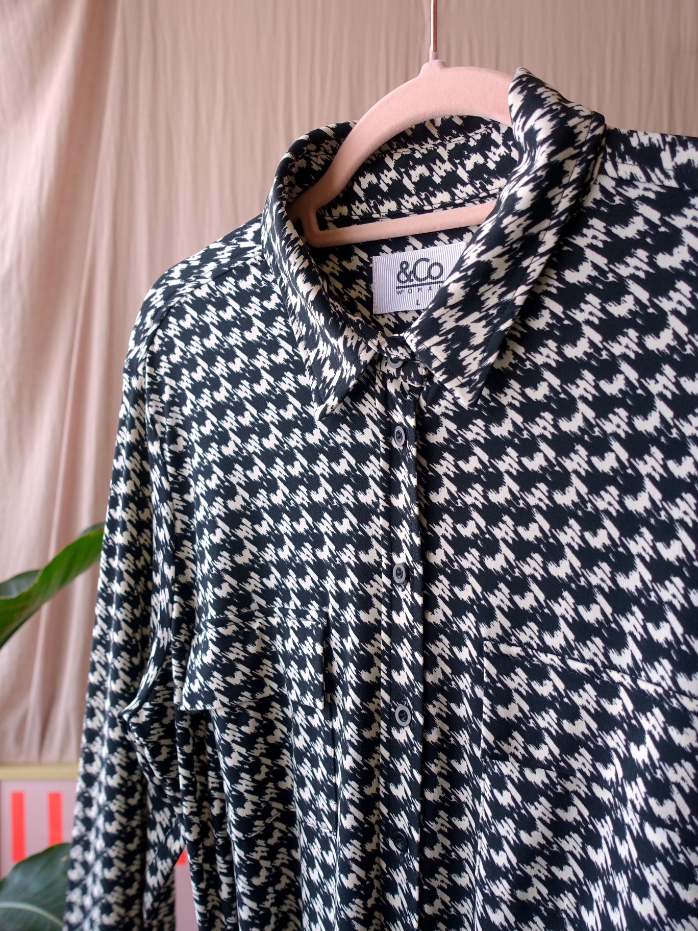 Andco woman pied de poule travel quality jurk zwart / wit