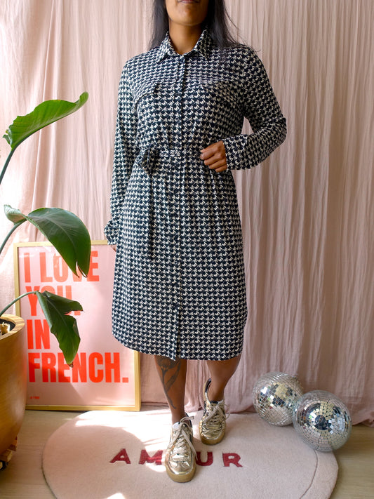 Andco woman pied de poule travel quality jurk zwart / wit