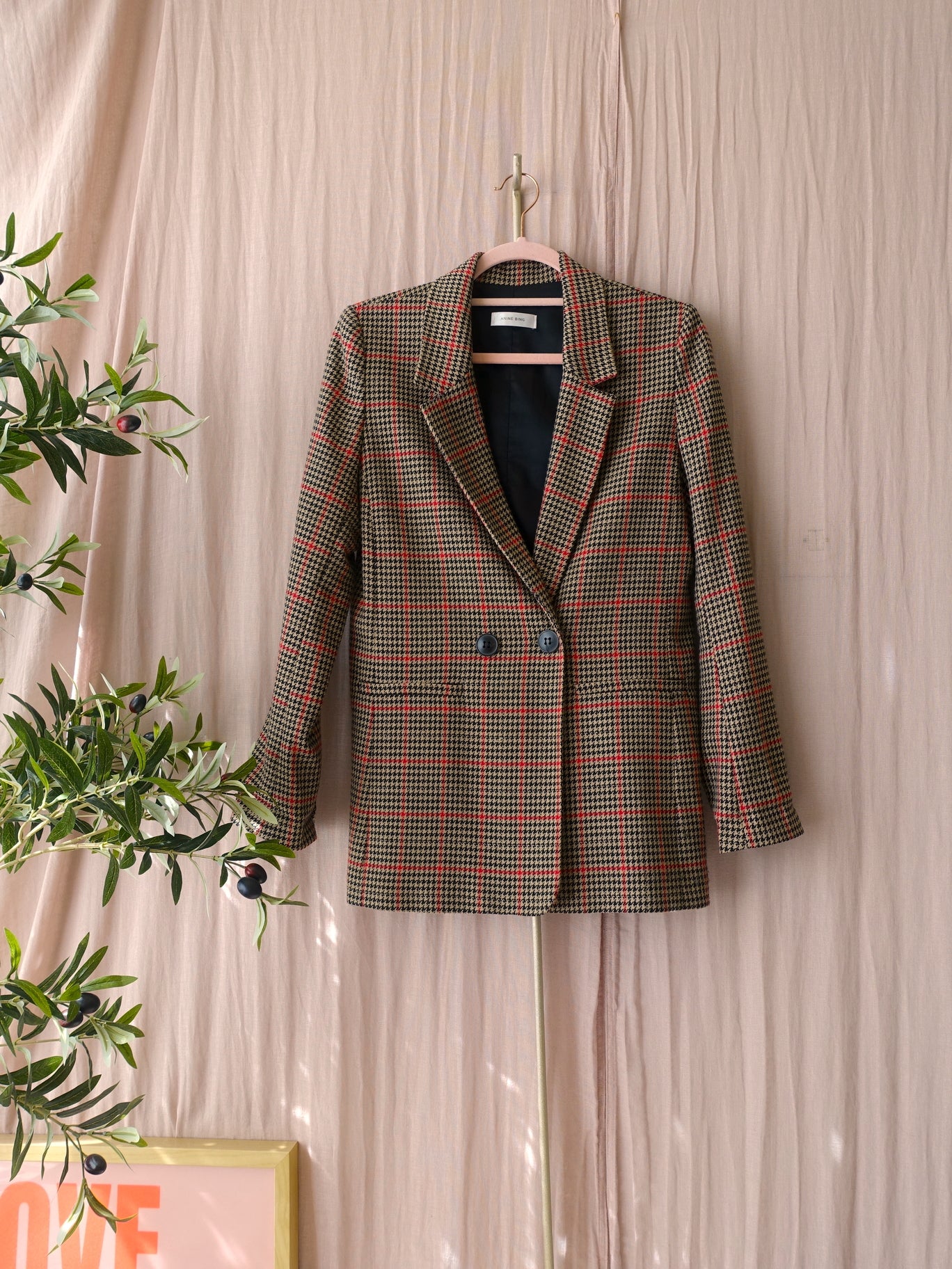 Anine Bing pied de poule blazer camel