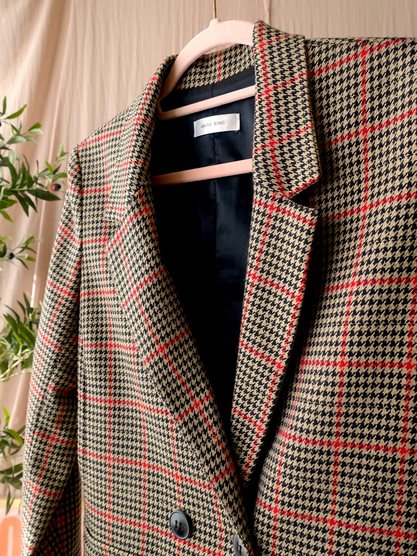 Anine Bing pied de poule blazer camel