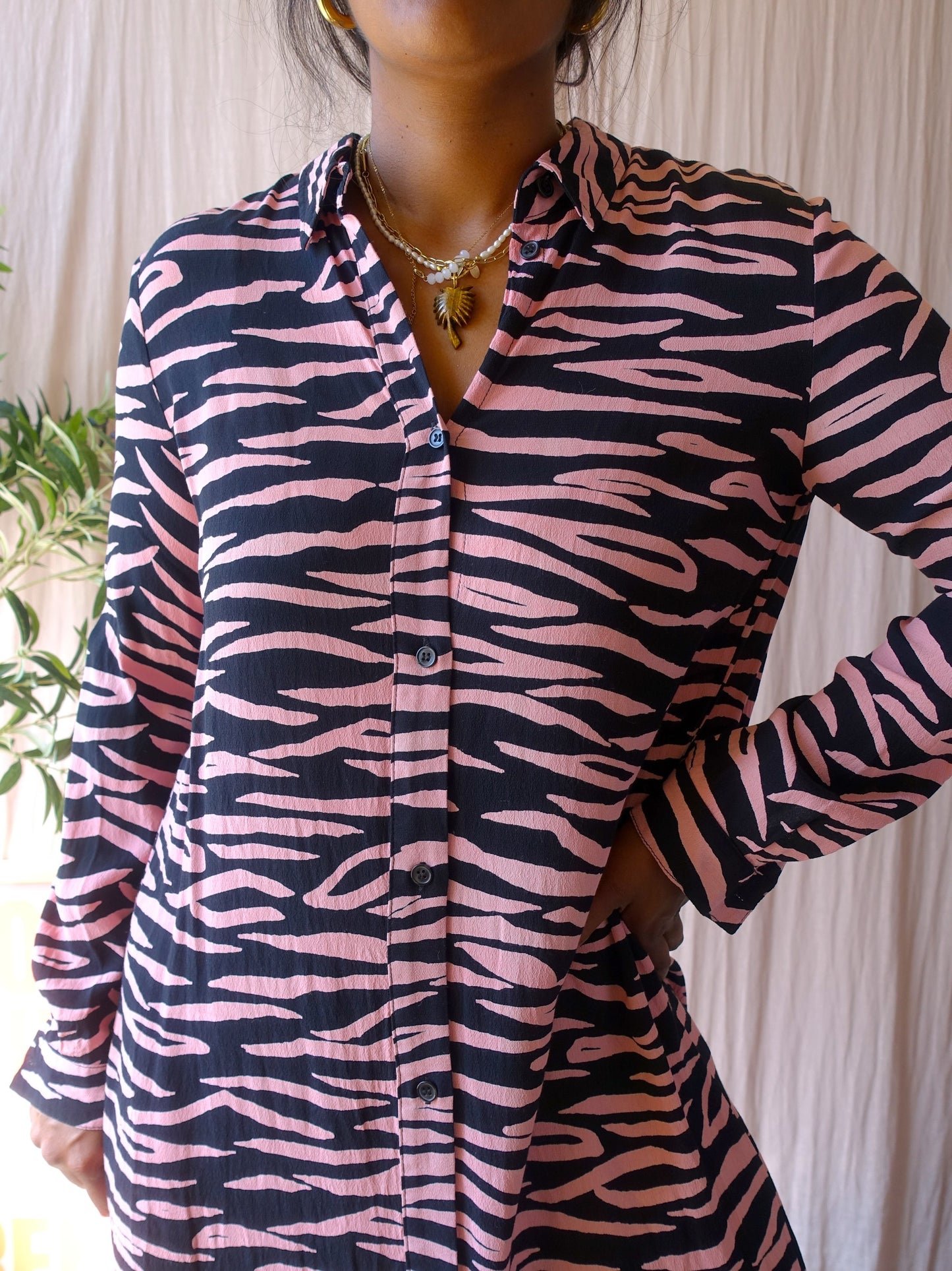 GANNI the animal print dress powder pink