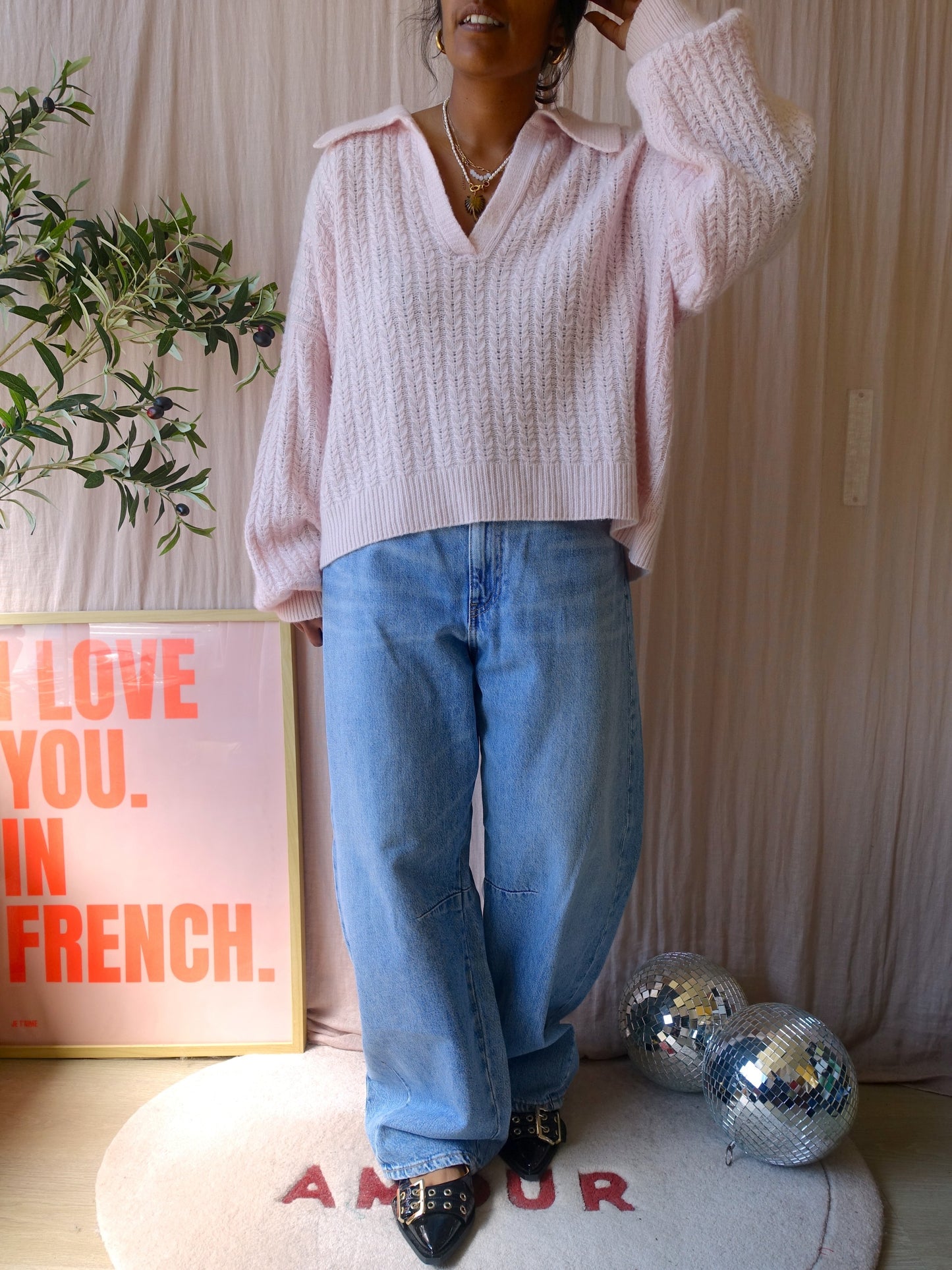 Chamois 100% cashmere knit rosé quartz
