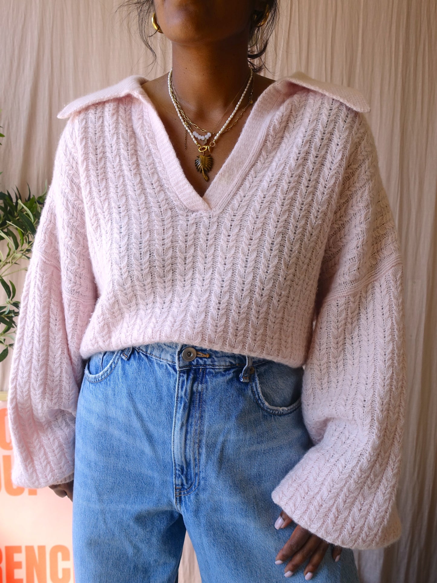 Chamois 100% cashmere knit rosé quartz