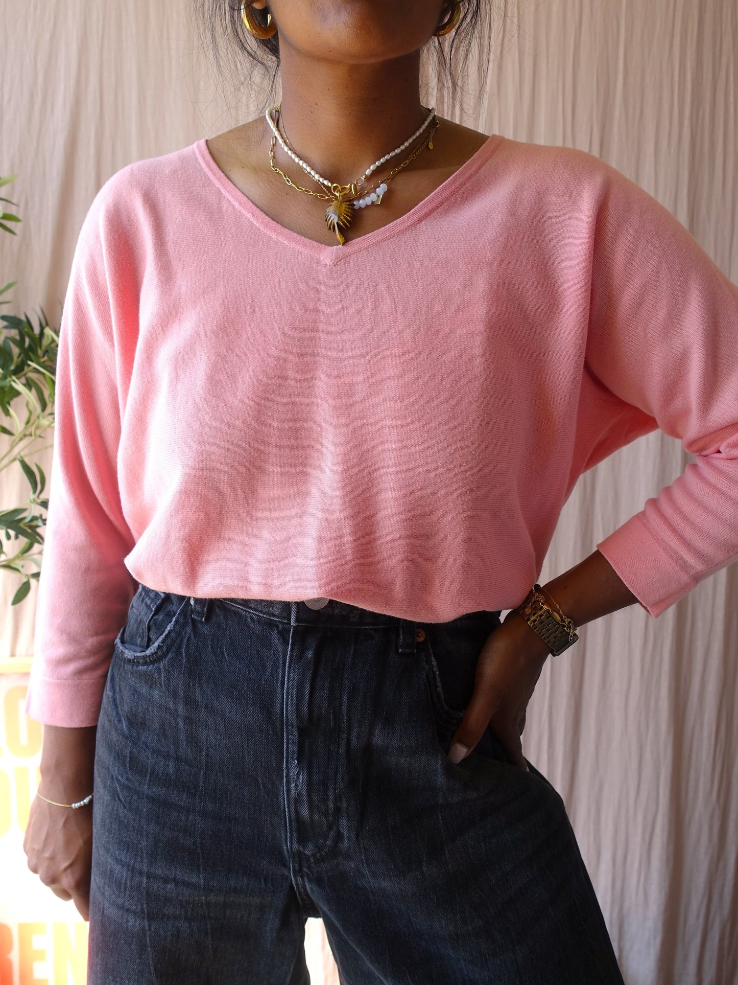 Repeat fine knitted pullover cherry blossom