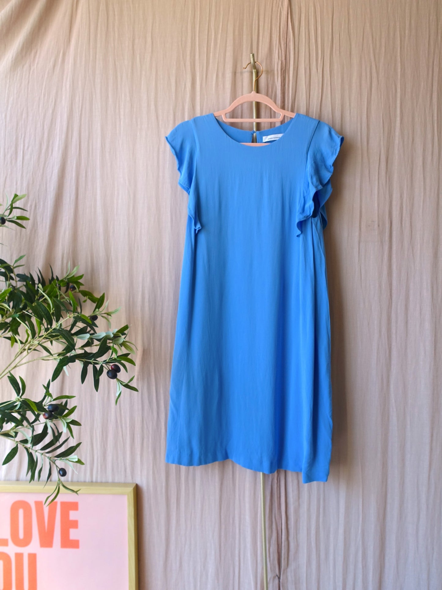 Samsøe Samsøe viscose ruches jurk silver lake blue