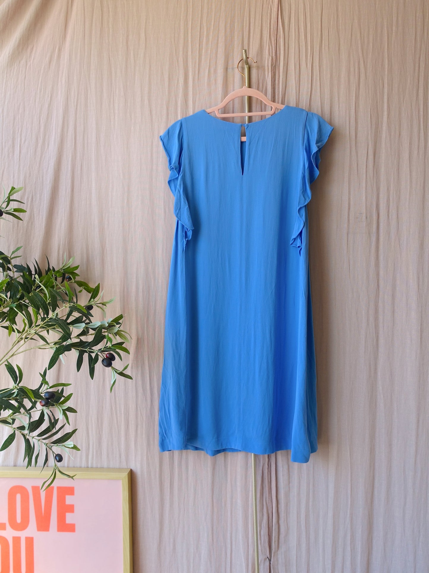 Samsøe Samsøe viscose ruches jurk silver lake blue