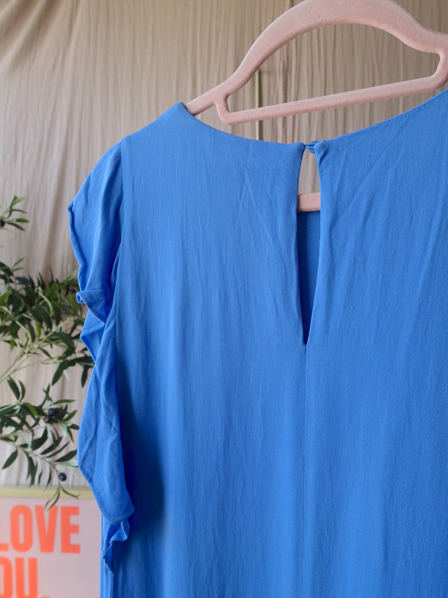 Samsøe Samsøe viscose ruches jurk silver lake blue