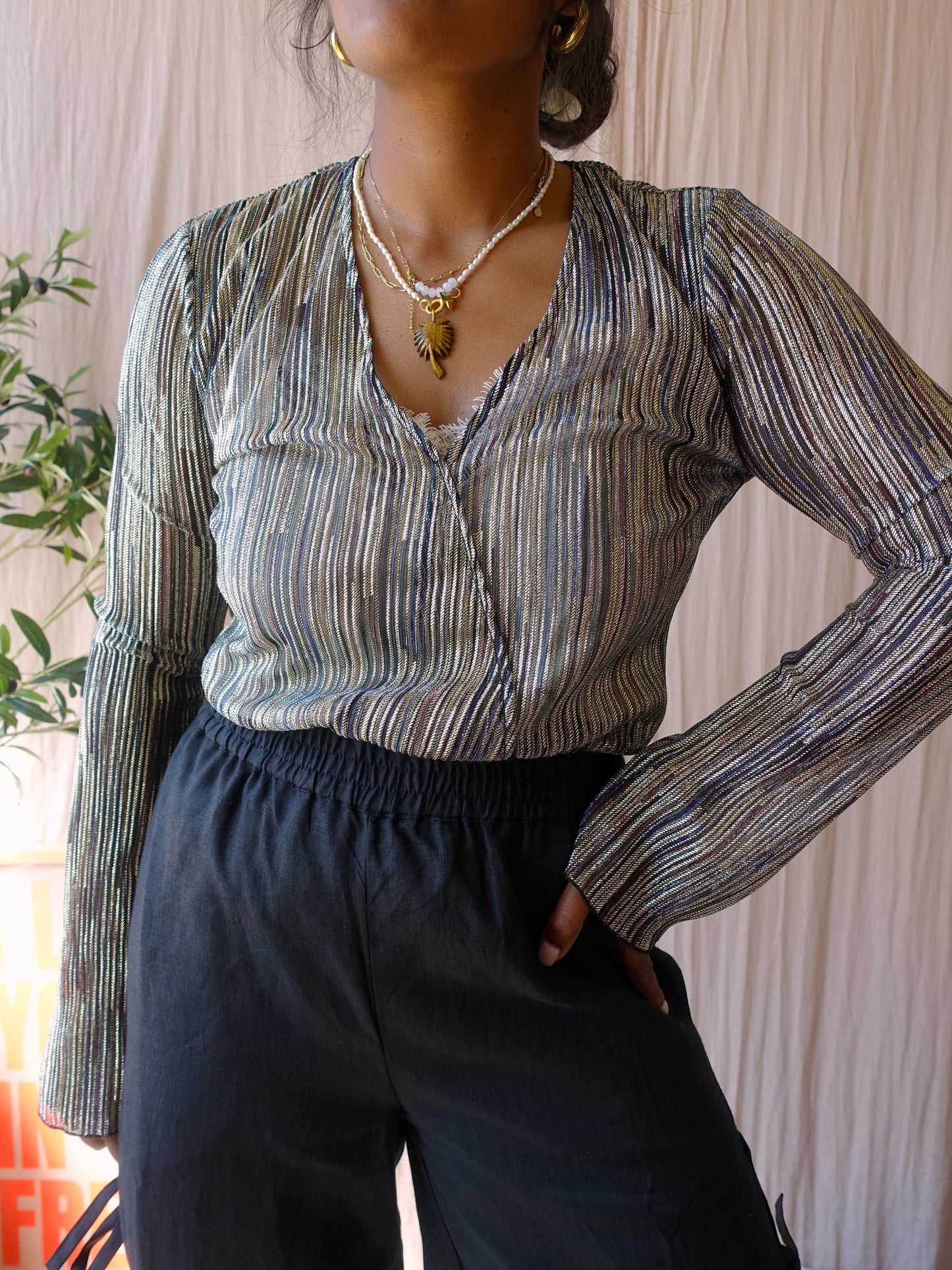 Dante6 the sheer peplum lurex top