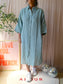 By-Bar 100% Linnen shirtdress dusty turquoise