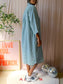 By-Bar 100% Linnen shirtdress dusty turquoise