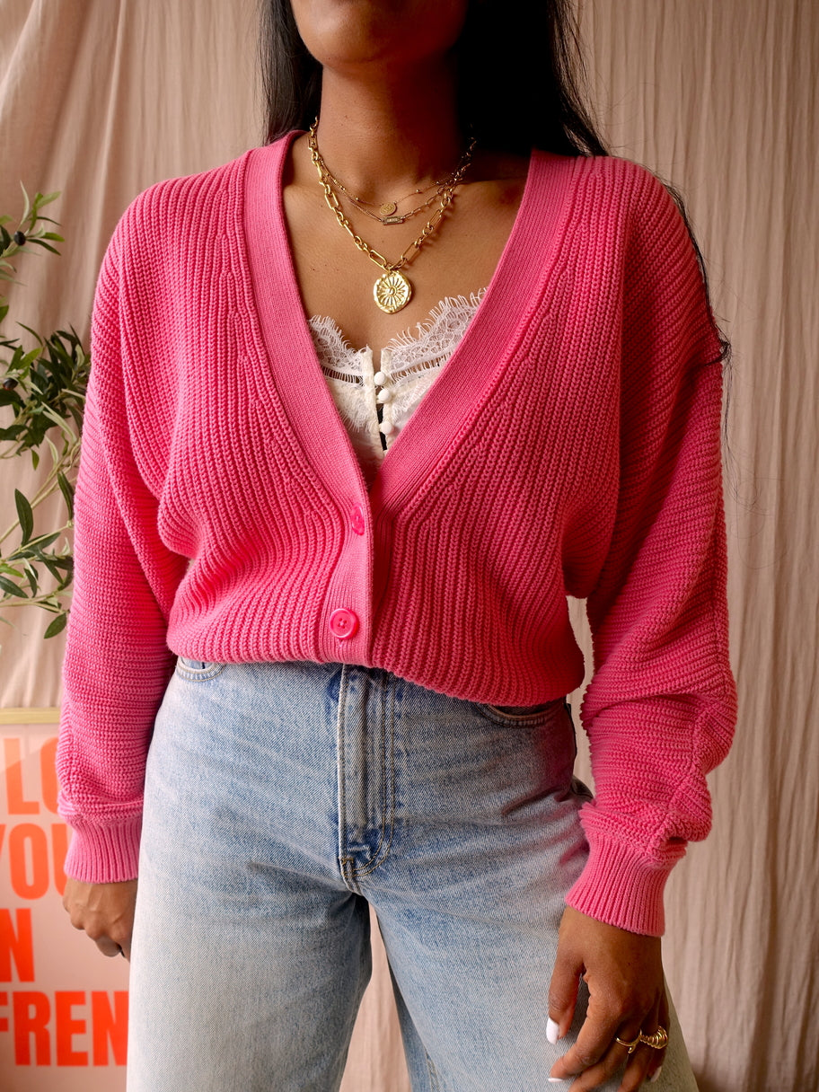 ANNA organic knit cardigan bubblegum pink
