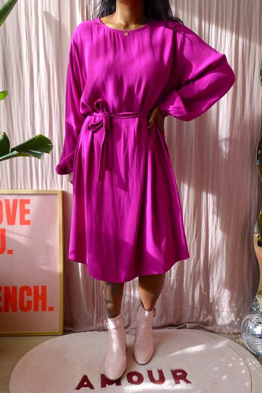 Anna van Toor viscose midi jurk magenta
