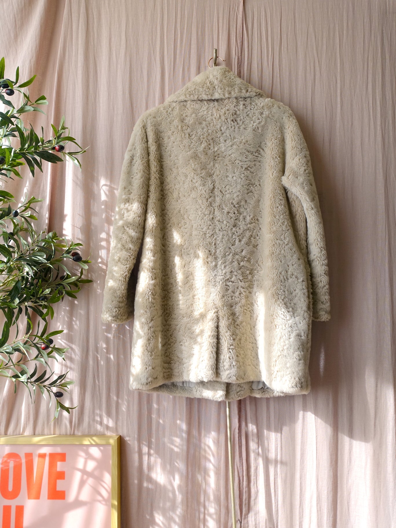 Ba&sh noe faux fur coat ecru latte