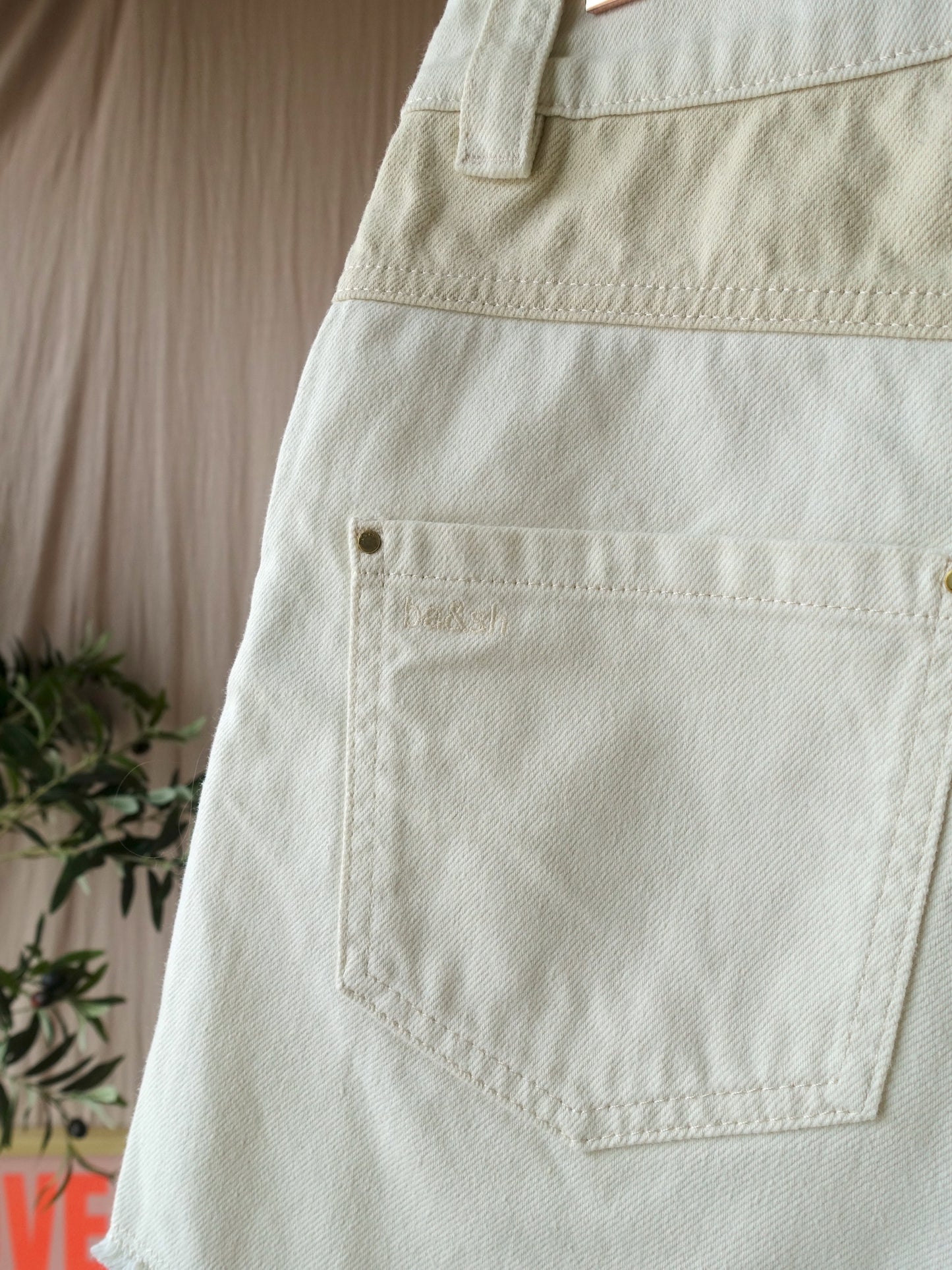 Ba&Sh Cdavid high waist denim shorts ecru