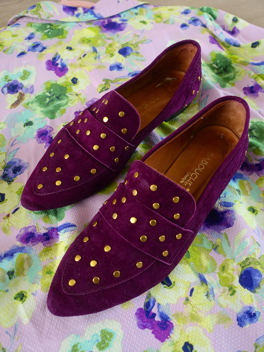 Babouche lina studded suede loafers violet