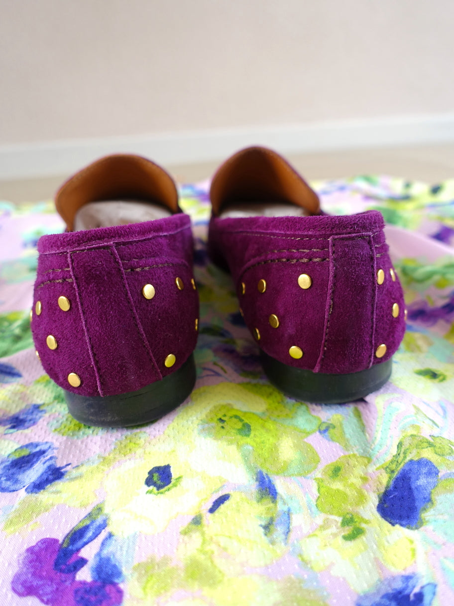 Babouche lina studded suede loafers violet