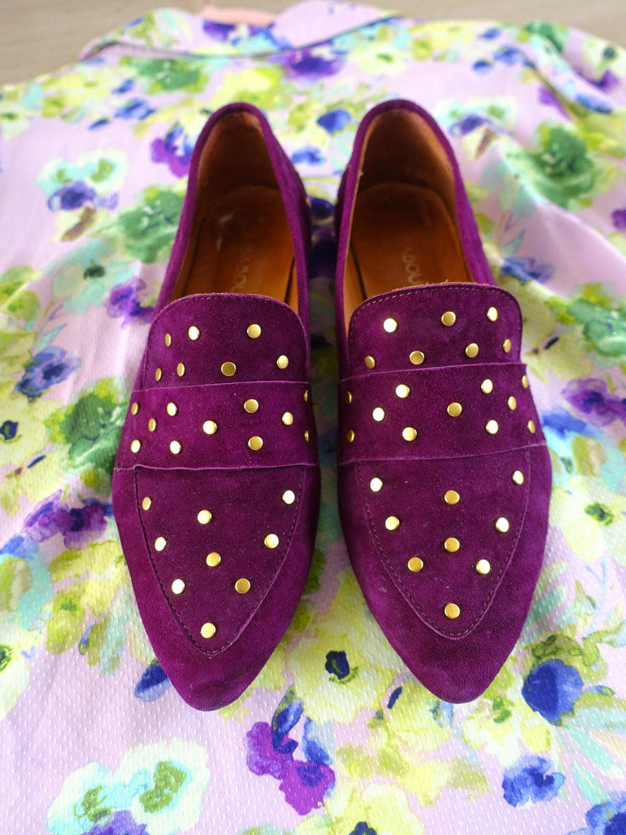 Babouche lina studded suede loafers violet