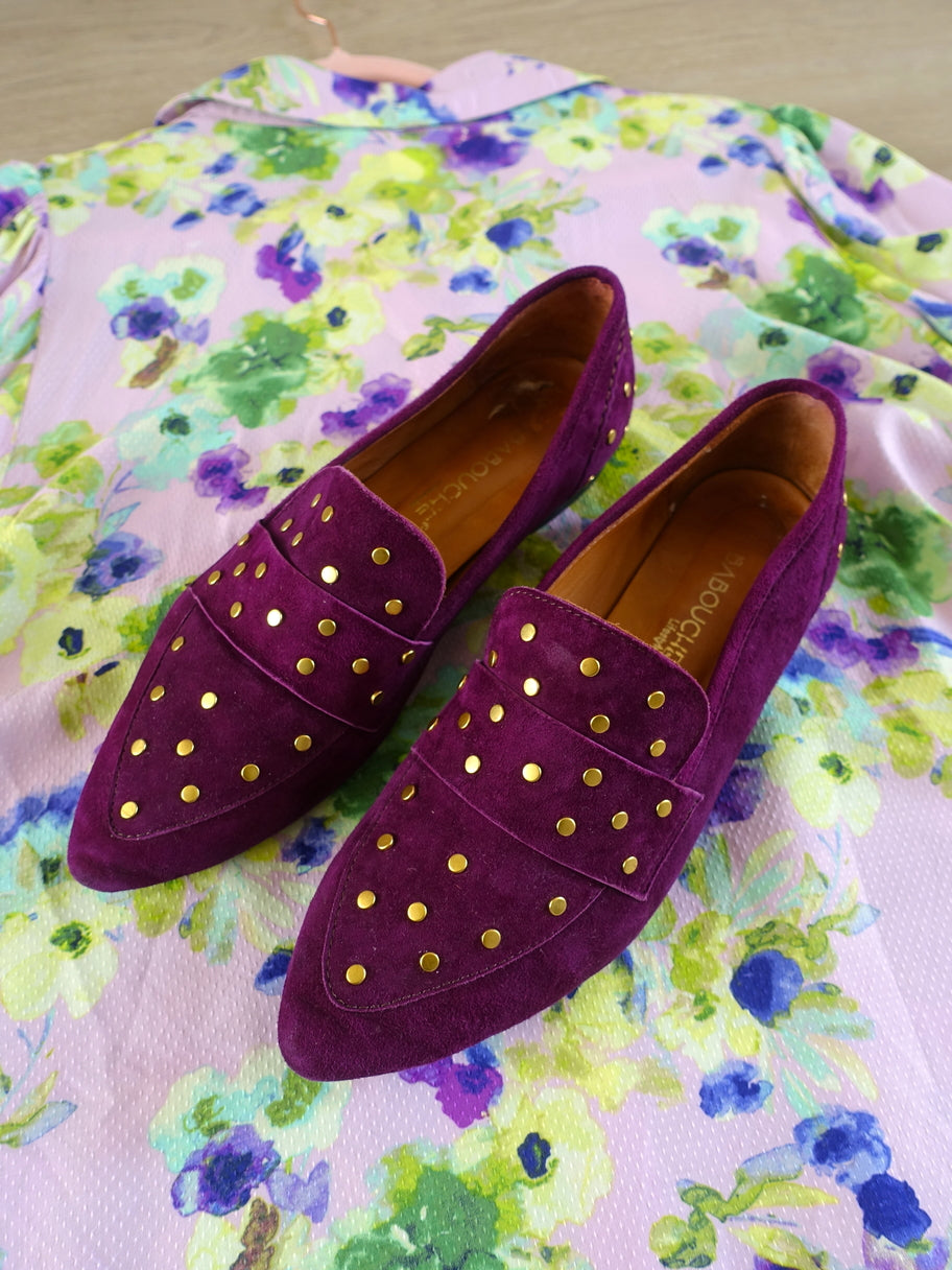 Babouche lina studded suede loafers violet