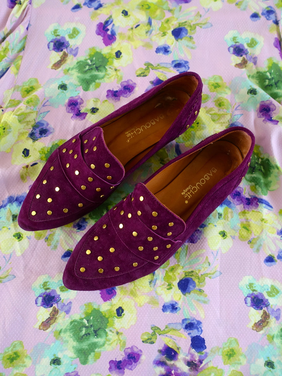 Babouche lina studded suede loafers violet