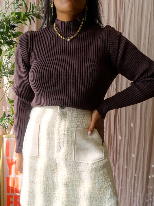 Ba&sh Filea bouclé tweed rok ecru
