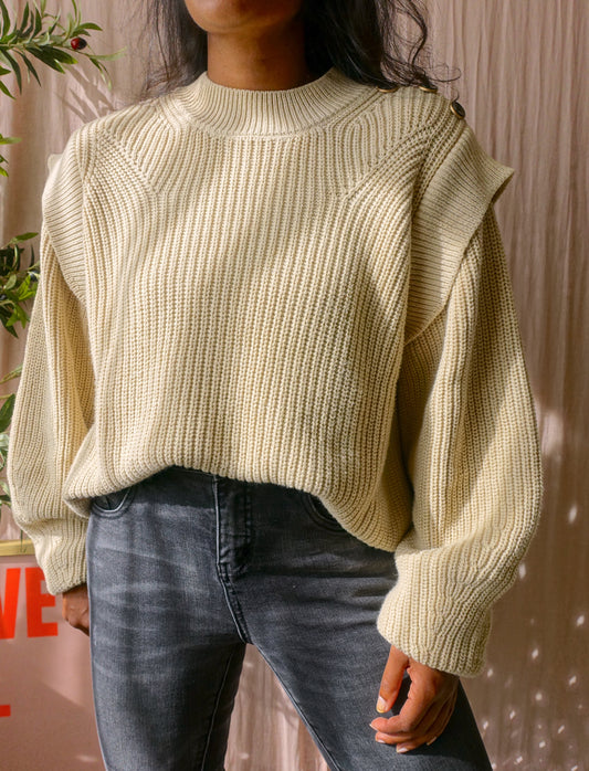 Minus arya shoulder detail knit licht beige