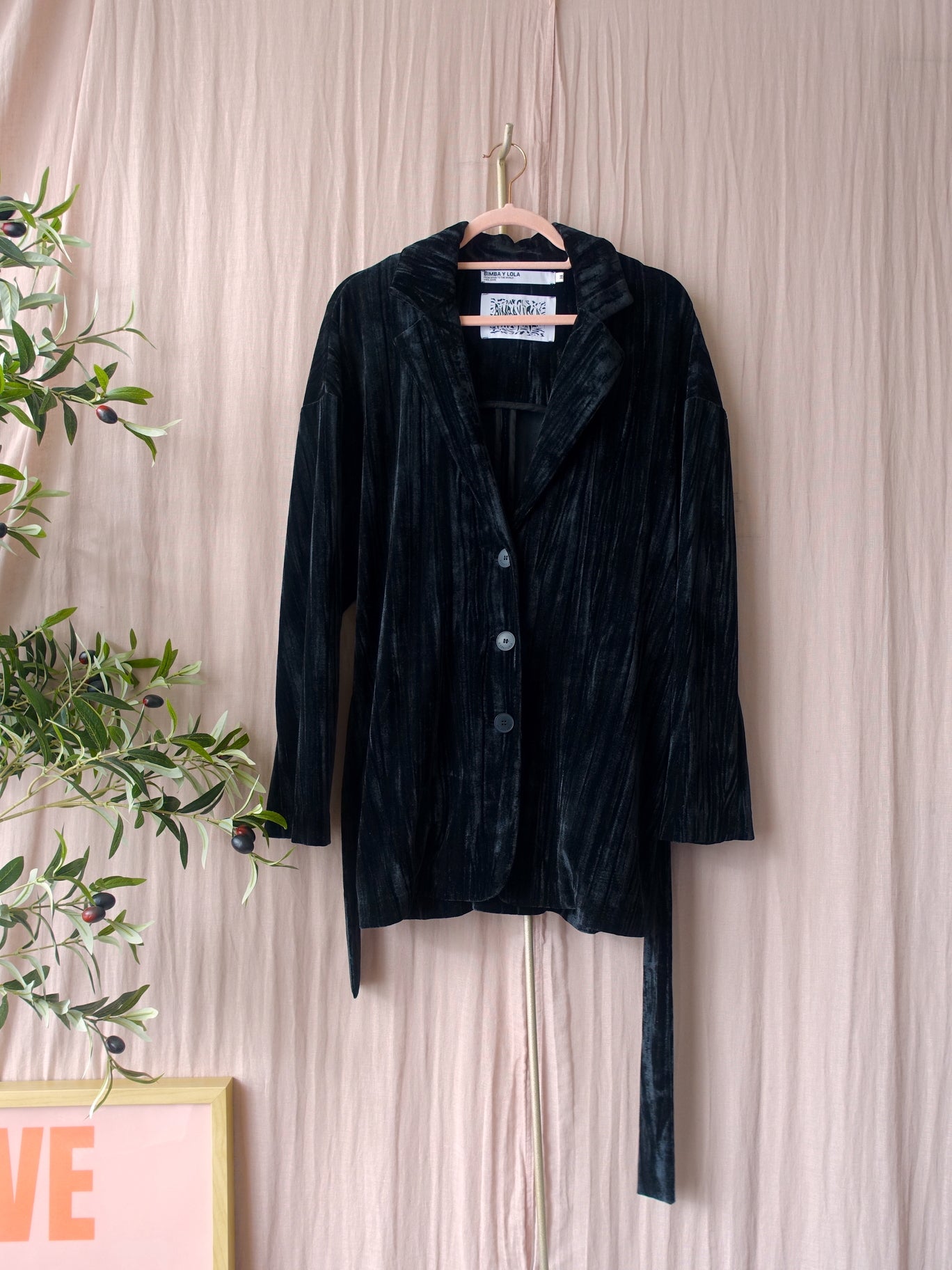 Bimba Y Lola crushed velvet relaxed fit blazer zwart