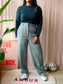 & Other Stories wide leg wool pants dark green